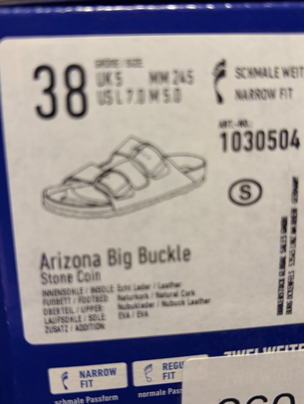 Birkenstock Arizona Big Buckle Stone Coin Sandals Size 38 Narrow Fit - Picture 6 of 6